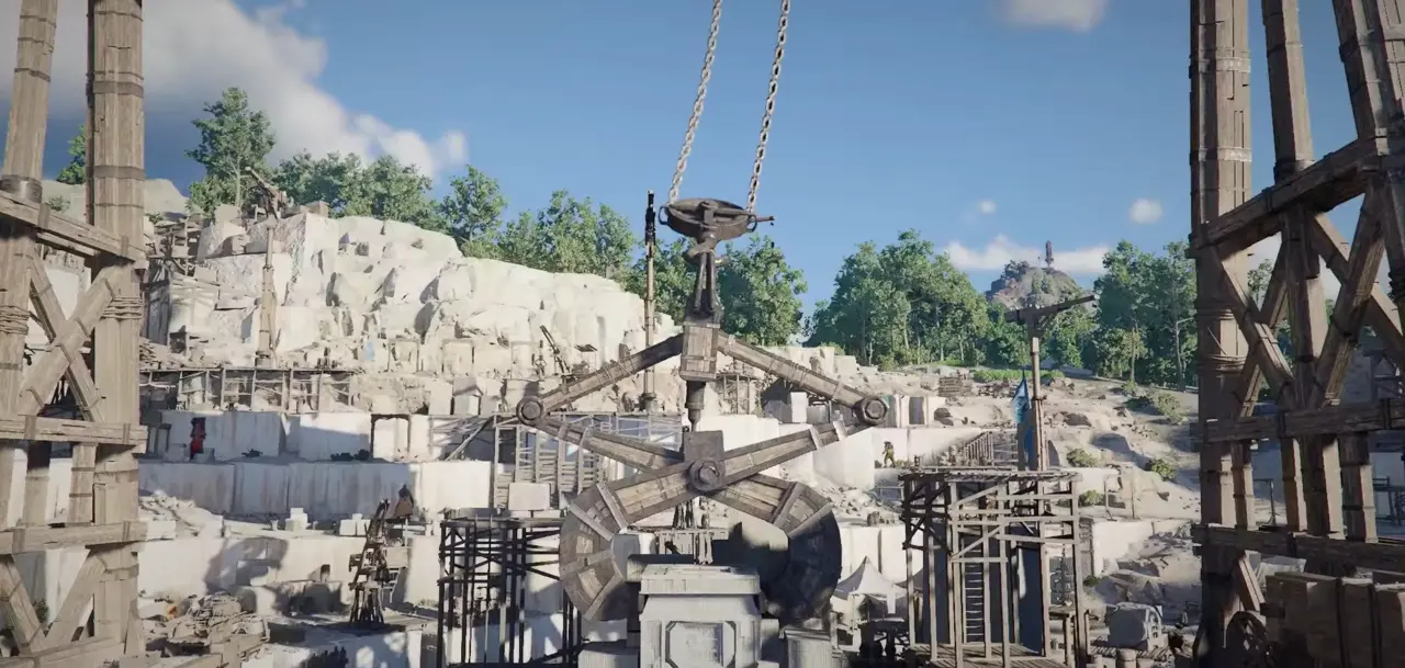 Operating the crane in Sealed in Stone at Karin Quarry